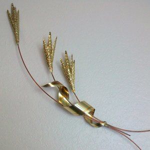 Vintage Homco Brass Metal Wheat Wall Decor